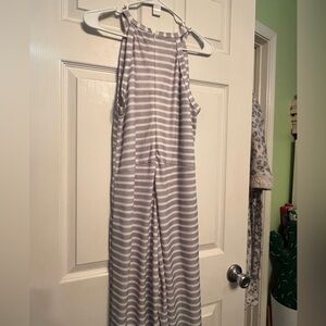 Gray and White Striped jumpsuit